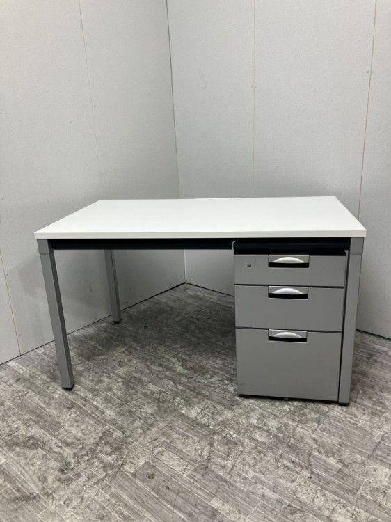 【中古品】コクヨ デルフィシリーズ 1200平デスク+ワゴンセット SDT-DU127PAW ホワイト
