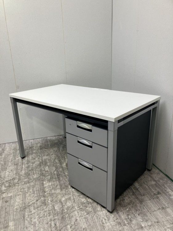 【中古品】コクヨ デルフィシリーズ 1200平デスク+ワゴンセット SDT-DU127PAW ホワイト