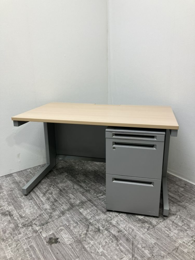 【中古品】オカムラ 1200平デスク+ワゴンセット ナチュラル