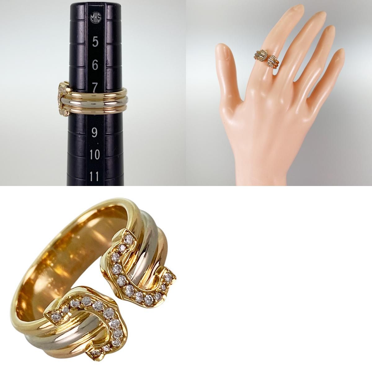 カルティエ Cartier 2C トリニティ K18YG ダイヤモンド 8号(48) リング