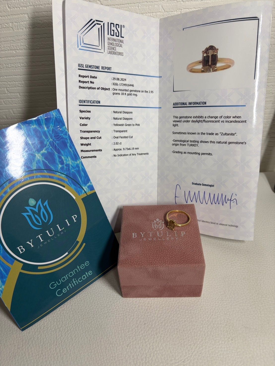 天然ダイアスポア 18Kゴールドリング 2.02ct 82,500円