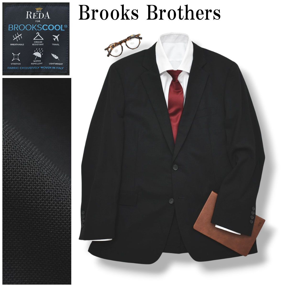 【美品】 【夏用】 ブルックスブラザーズ Brooks Brothers リージェント REGENT レダ ブルックスクール REDA for BROOKSCOOL ネイビー シングル 2B テーラードジャケット 40S メンズ