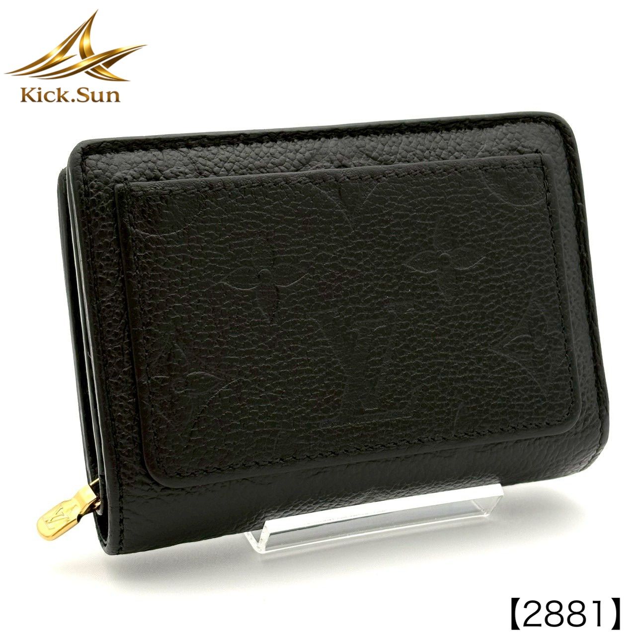 LOUIS VUITTON ルイヴィトン ポルトフォイユ クレア モノグラム アンプラント ノワール M80151 二つ折り財布 コンパクト ミニ ウォレット レザー 本革 ブラック 黒 ゴールド 金具 レディース メンズ ユニセックス 2881