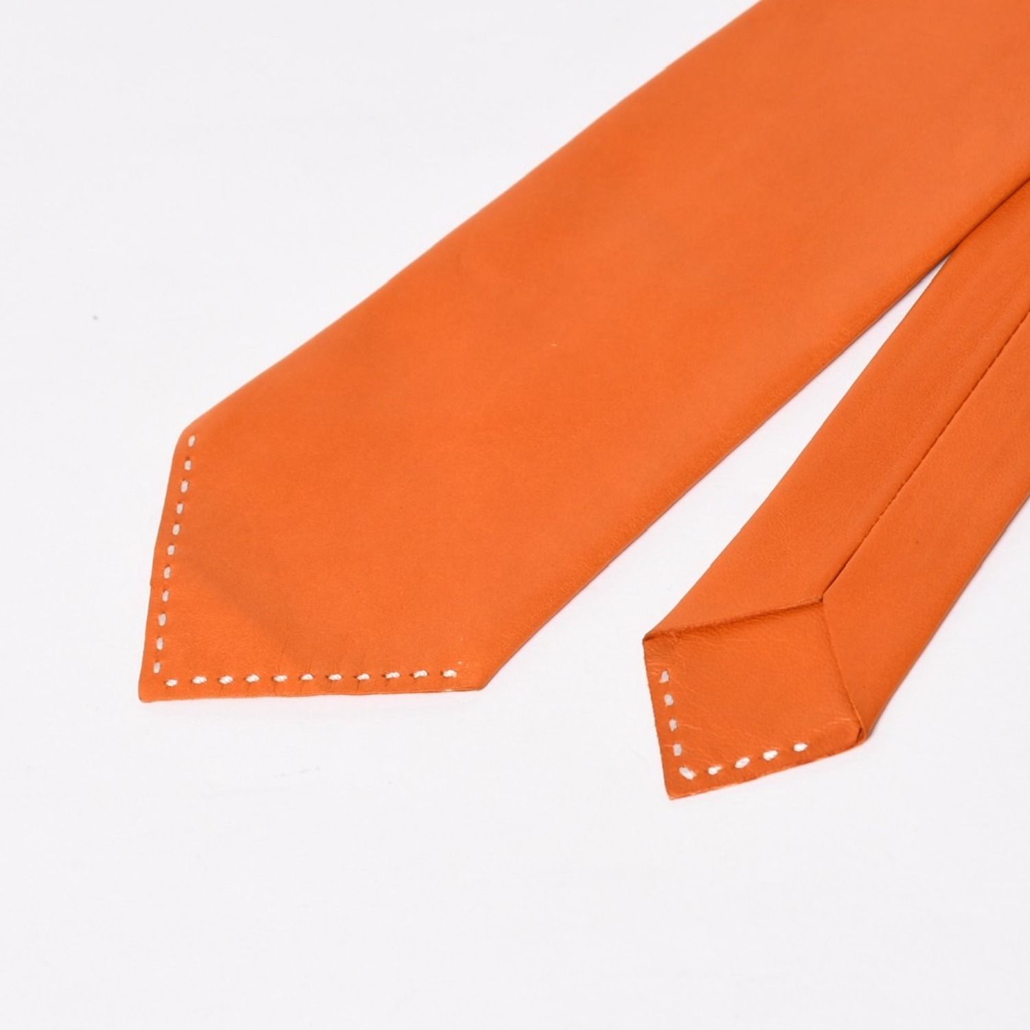 極美品 HERMES エルメス ラムスキン Leather レザー Tie ネクタイ