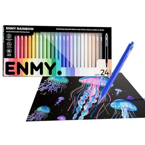 ENMY 24色セット極細ペン 0.7mm 細字 アクリルファイナーライナー 線描 黒い紙に書ける 水性 カラー ファインライナー ラインペン 手帳 塗り絵ｍａ