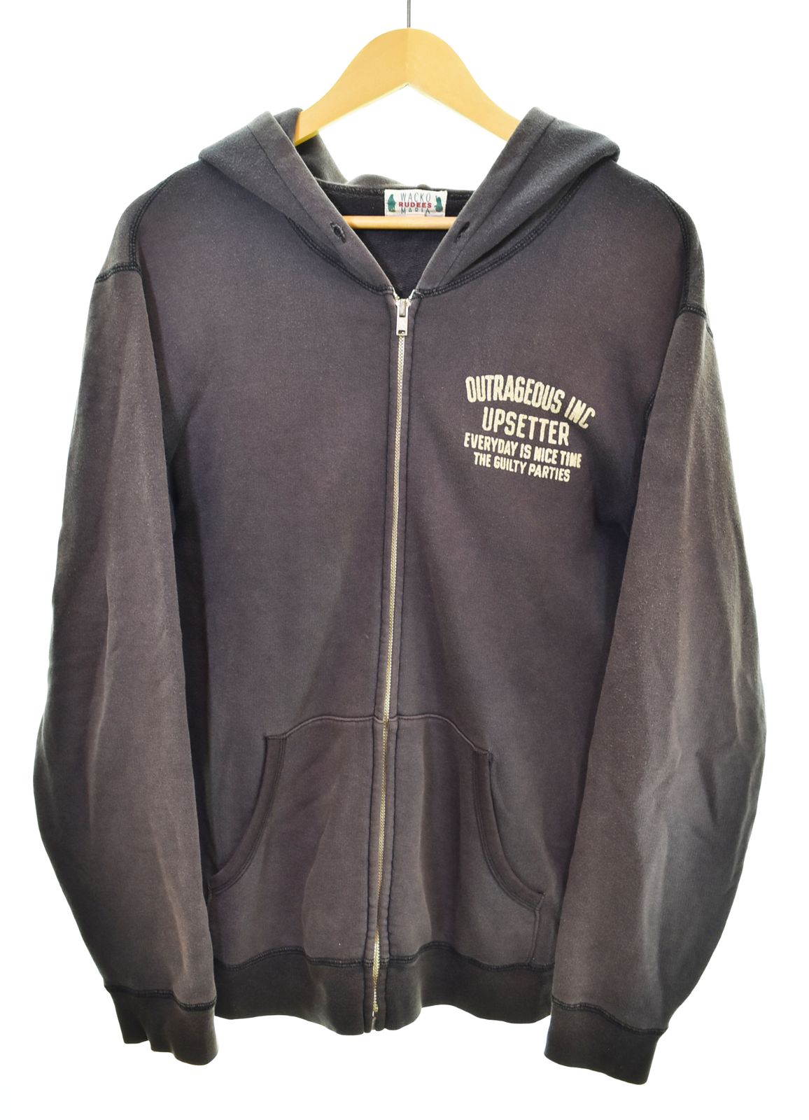 ワコマリア WACKO MARIA 旧タグ 最初期 Fead Sweat Zip Hoodie フェード スウェット ジップパーカー フーディー マリア様 プリント L パーカ ネイビー Lサイズ 103MT-4782