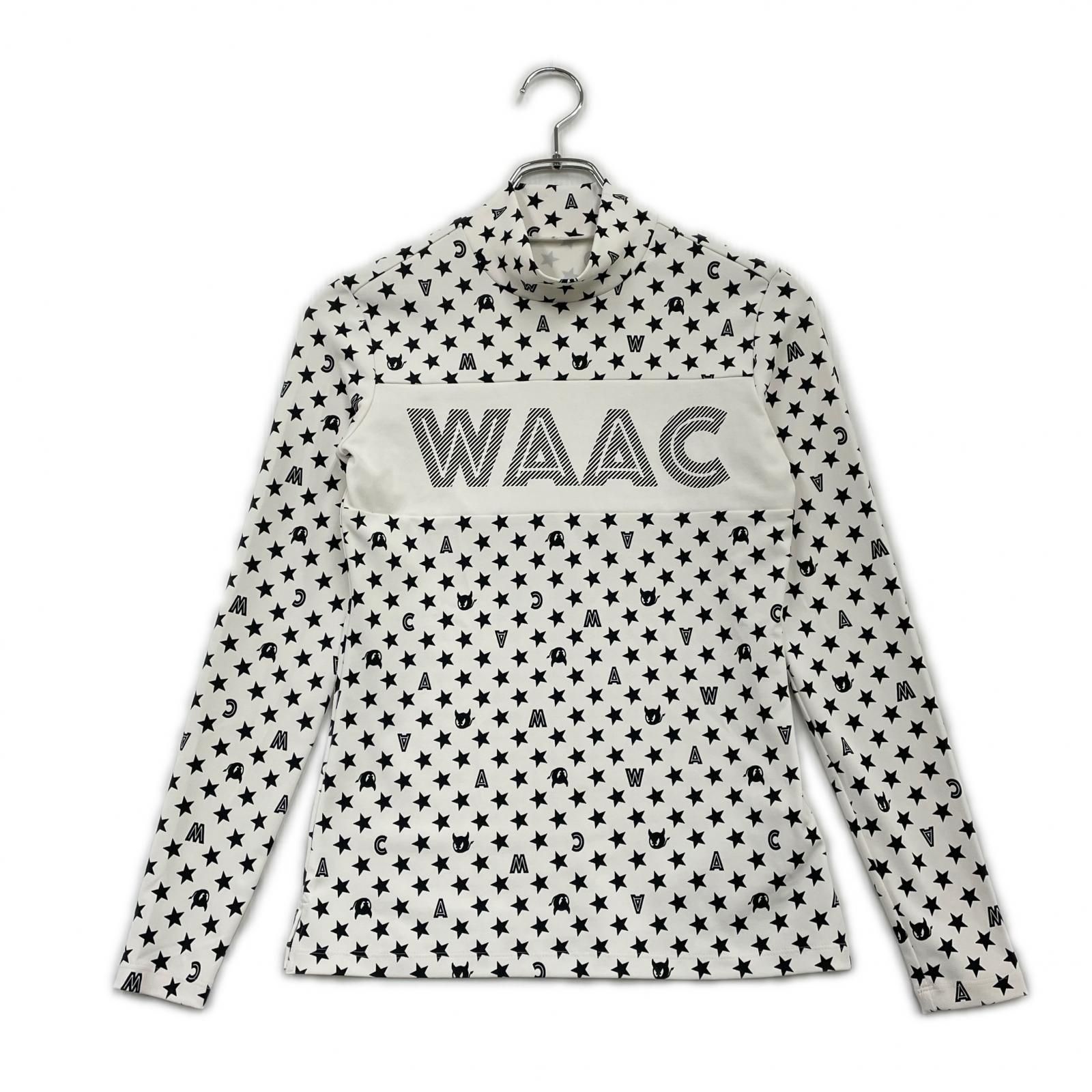 中古 レディース ワック WAAC インナー 1(S) 白 ホワイト モックネック 星柄 総柄 ストレッチ