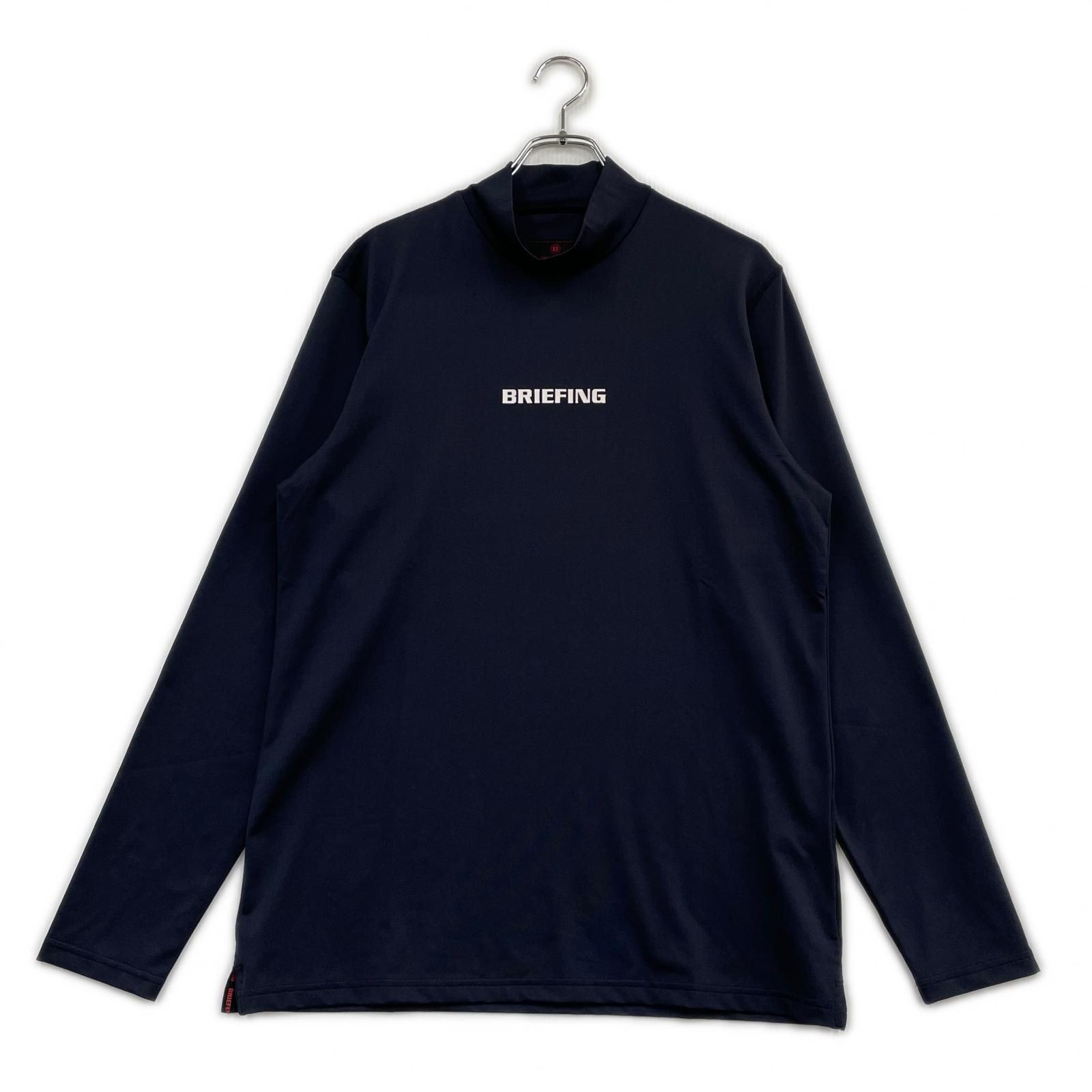 中古 メンズ ブリーフィング BRIEFING 長袖シャツ L 紺 ネイビー モックネック ストレッチ シンプル