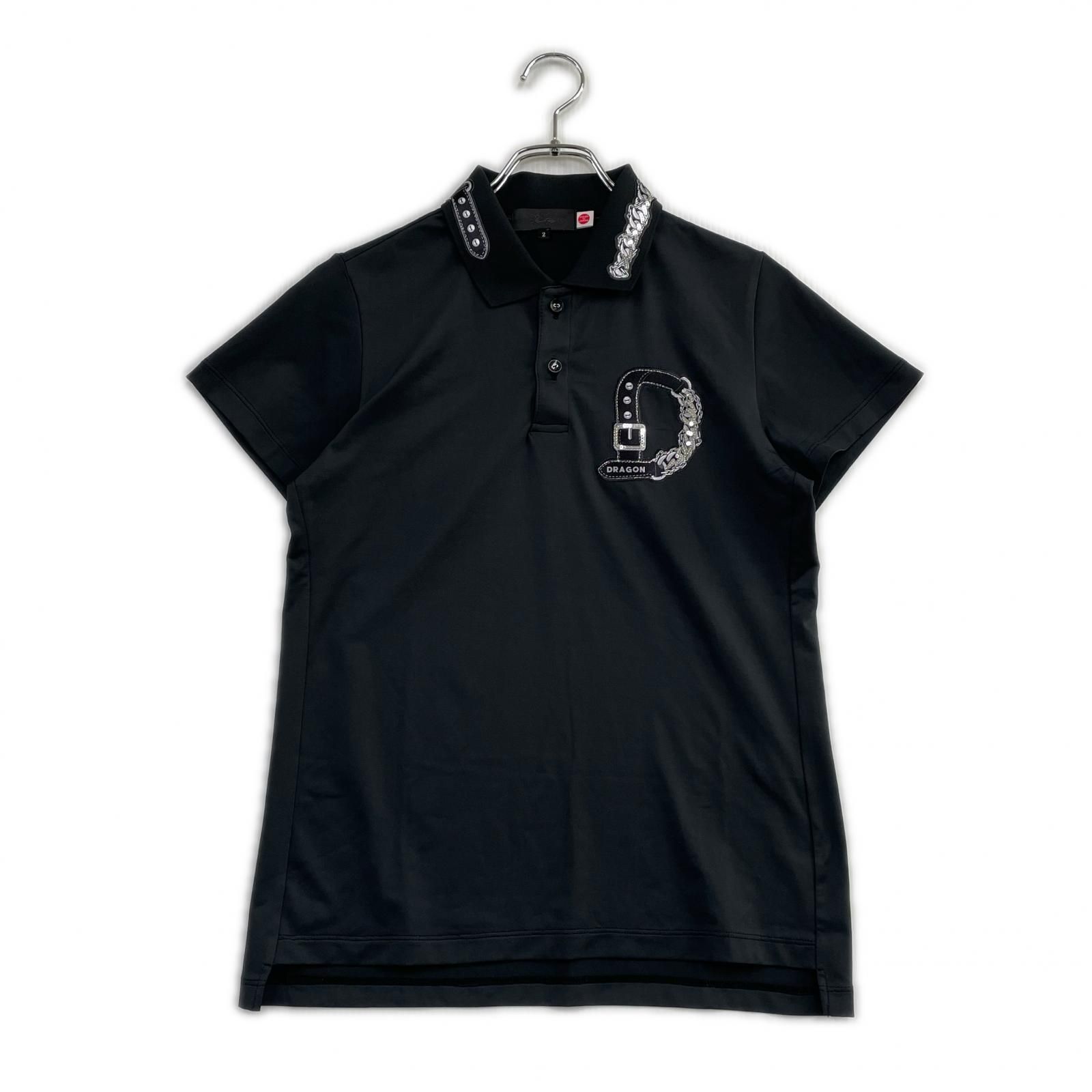 中古 レディース ダンスウィズドラゴン DANCE WITH DRAGON 半袖ポロシャツ 2(M) ブラック 黒 ストレッチ