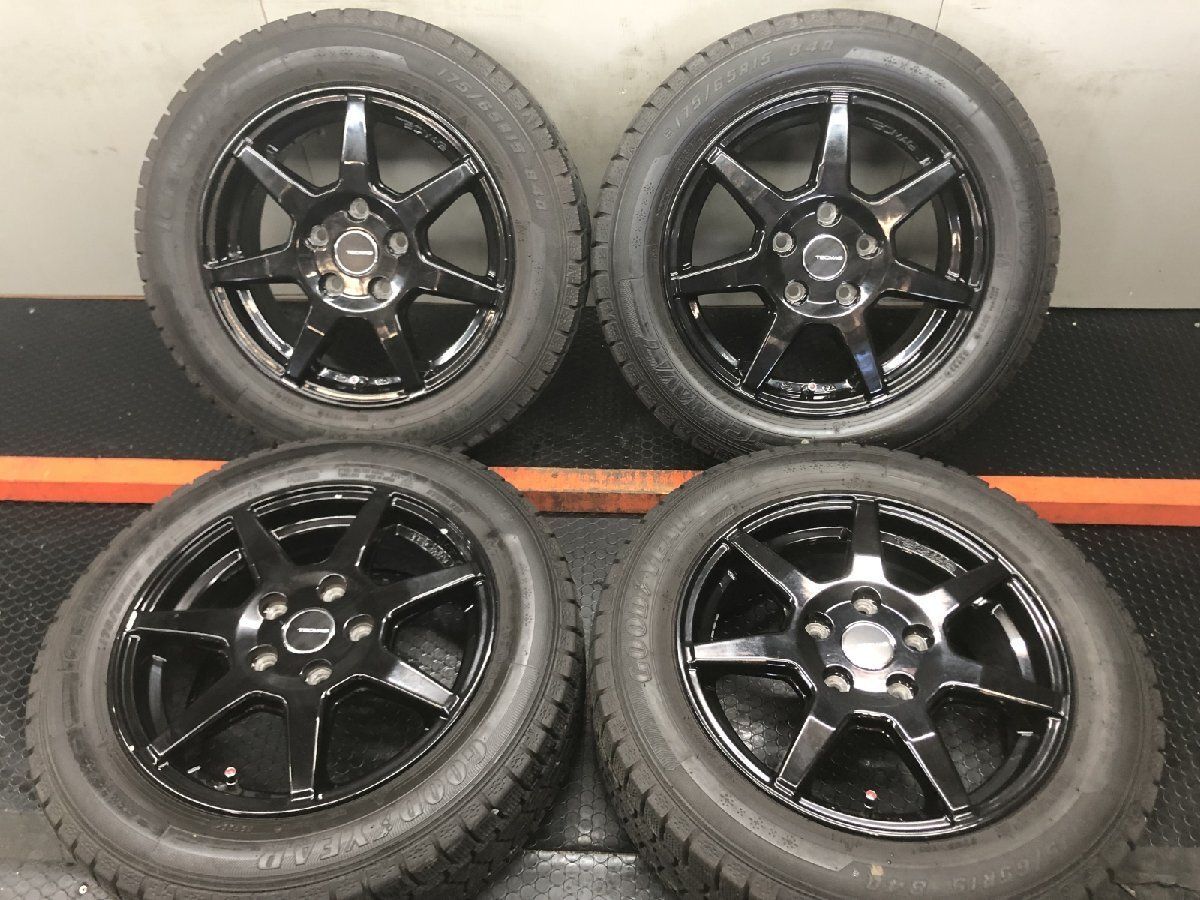 【GY ICENAVI7 175/65R15】スタッドレス【TECMAG TYPE207R テクマグ 15インチ 5.5J5HPCD112+46】22年 バリ溝 ブラック MINI等　(STG247)