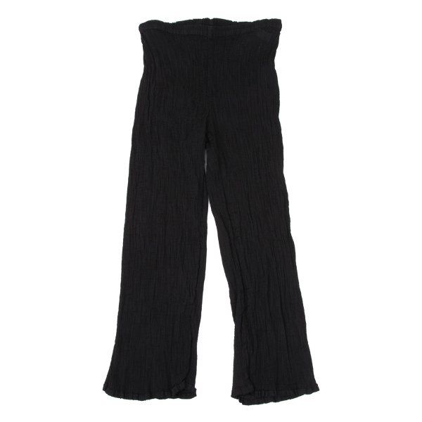 イッセイミヤケミーISSEY MIYAKE me 染めクレーププリーツクロップドパンツ 黒F
