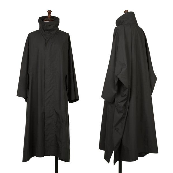 プリーツプリーズPLEATS PLEASE ポリオフショルダージップコート チャコール1
