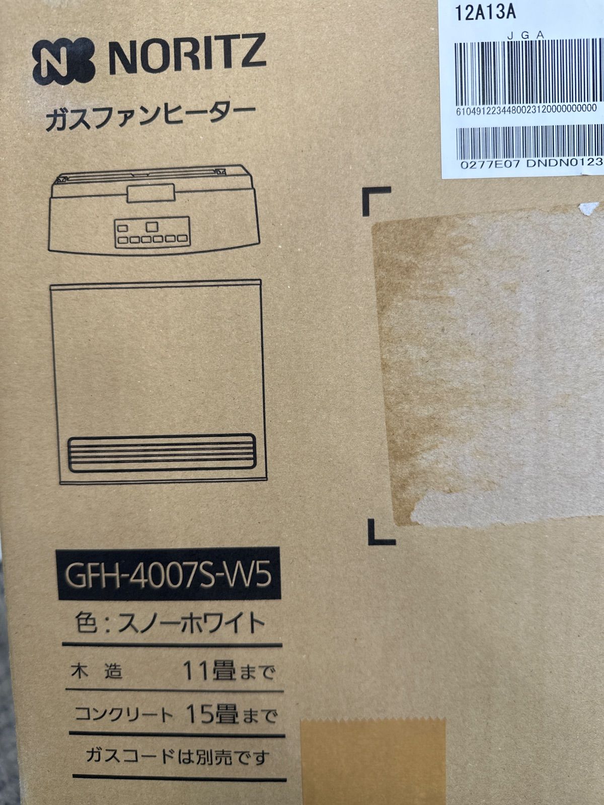 美品 NORITZノーリツ GFH-4007S-W5 ガスファンヒーター 都市ガス用