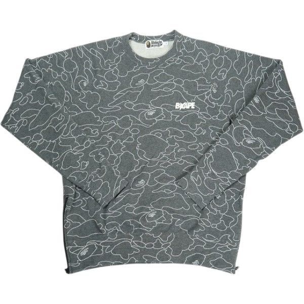 Size【L】 A BATHING APE ア ベイシング エイプ 17SS Line 1st Camo CrewNeck Sweatshirt Gray クルーネックスウェット 灰 【中古品-非常に良い】 30010753