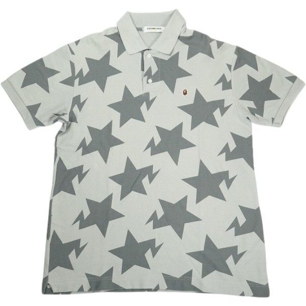 Size【L】 A BATHING APE ア ベイシング エイプ Bape Sta One Point Logo Polo Shirt Light Gray ポロシャツ 灰 【中古品-非常に良い】 30010757