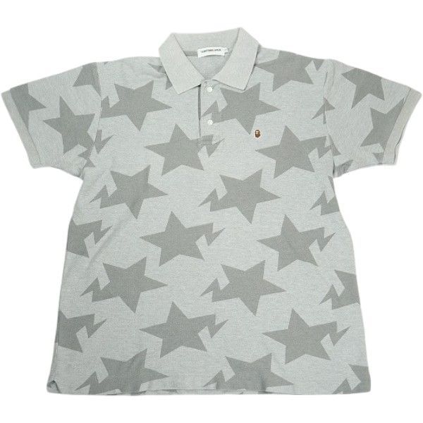 Size【L】 A BATHING APE ア ベイシング エイプ Bape Sta One Point Logo Polo Shirt Gray ポロシャツ 灰 【中古品-非常に良い】 30010756