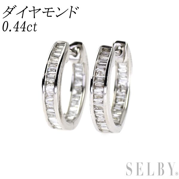 K18WG ダイヤモンド フープ ピアス 0.44ct