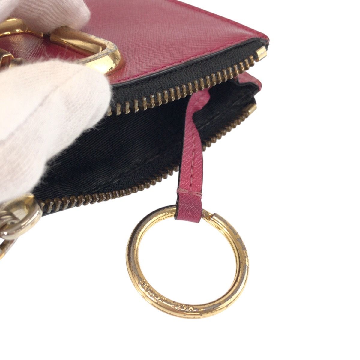 MARC JACOBS マークジェイコブス ピンク レッド ゴールド金具 レザー 