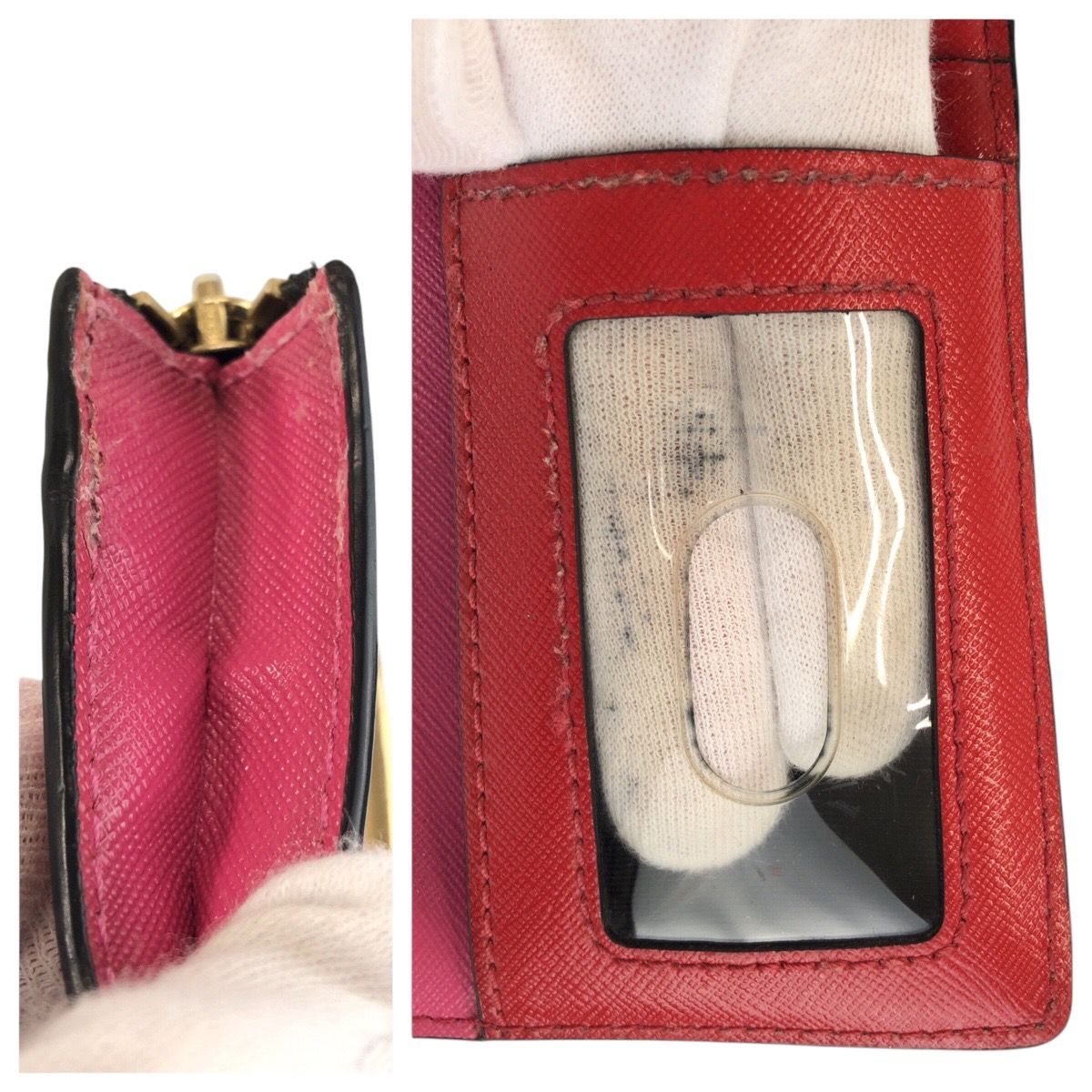 MARC JACOBS マークジェイコブス ピンク レッド ゴールド金具 レザー 