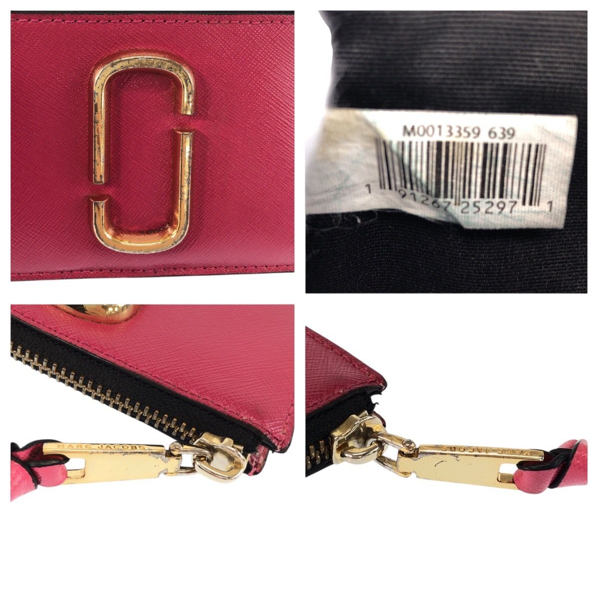 MARC JACOBS マークジェイコブス ピンク レッド ゴールド金具 レザー 