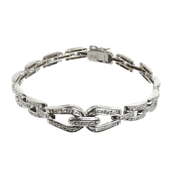 K18WG ホワイトゴールド ブレスレット ダイヤモンド0.60ct 14.3g 15.5cm レディース 中古 美品