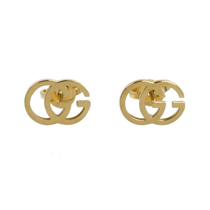 GUCCI グッチ K18YG イエローゴールド GGランニング スタッド ピアス 1.9g レディース 中古