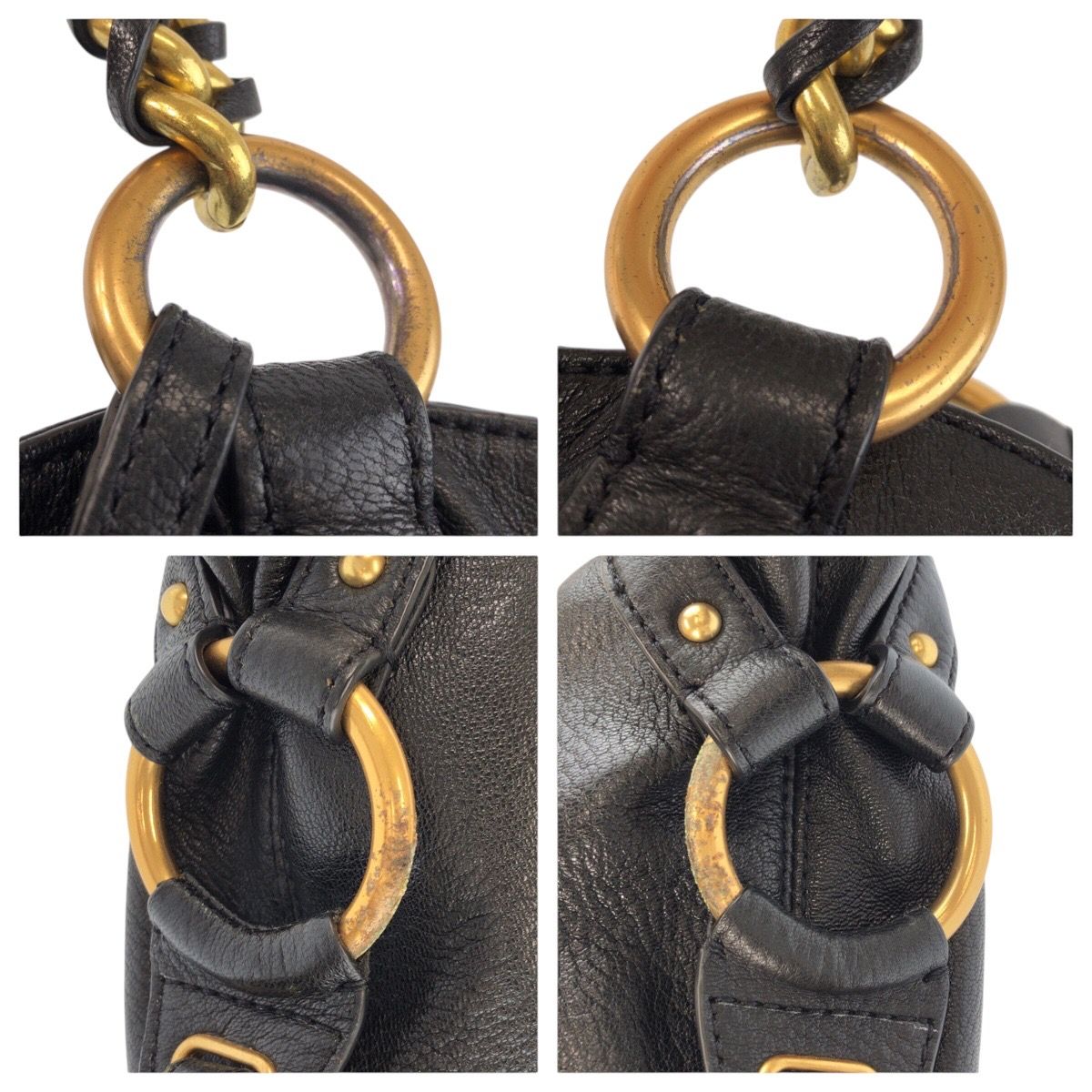 Michael Kors マイケルコース チェーンハンドル ブラック 黒 レザー 
