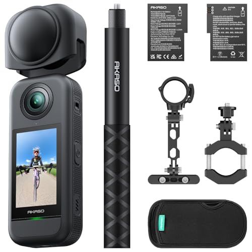 AKASO 360 バイクキット 360度カメラ-アクションカメラ 5.7K360度動画 72MP360度写真 新型1/2インチ48MPセンサー 360度水平維持 360° スーパースムース 安定化機能 AI編集 見えない自撮り棒 2.29