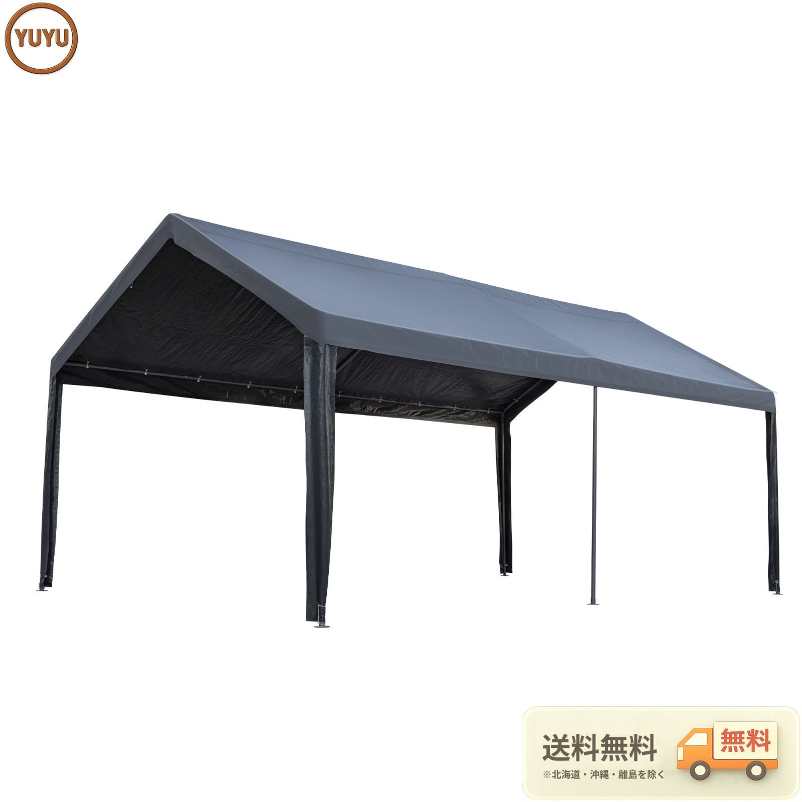 【7月4日再入荷予定】【UPF50+UVカット&防雨】テント 車庫テント ガレージテント 車庫 お祭り 倉庫 奥3.6m×幅6m×高さ2.9m ガレージテント カーポート 軽自動車用 大型 車 駐車 スチール製 頑丈 仮設倉庫 タープテント【ブラック】 【ブラ