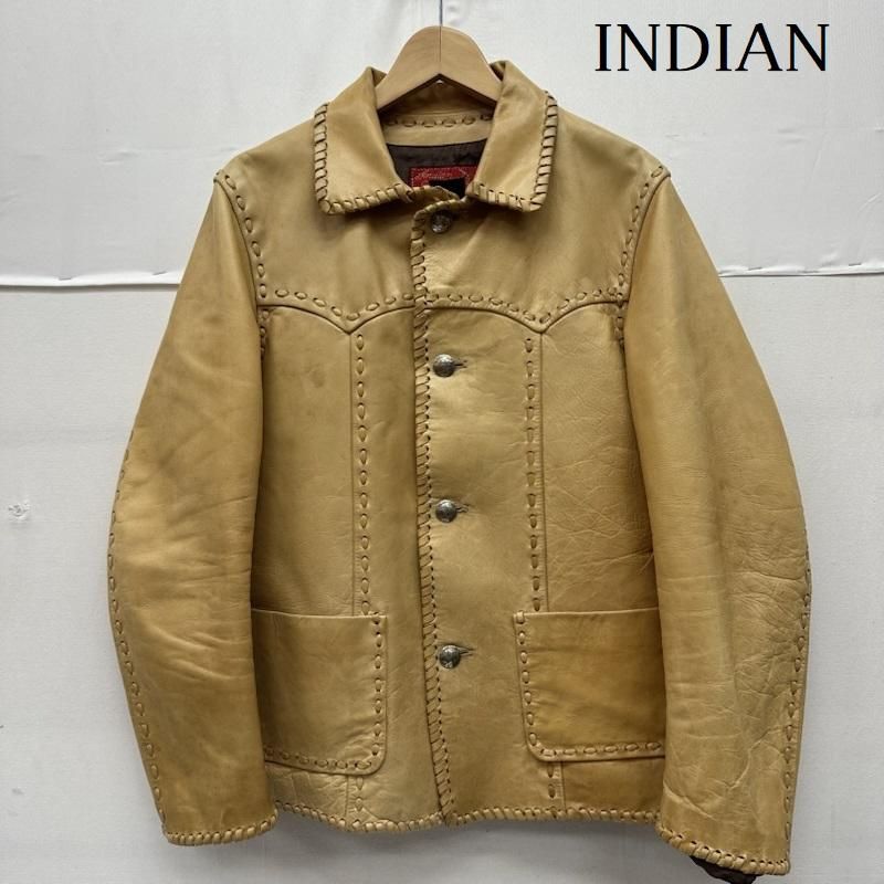 インディアン ホースハイド コンチョ ボタン レザー ジャケット 馬革 メンズ 38 ISItems【USED】【古着】【中古】50161179