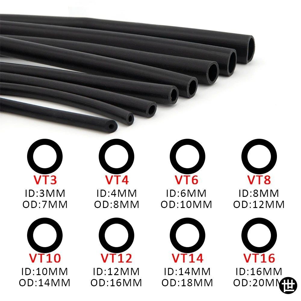 2M/5M/10M シリコン真空チューブホース シリコンチューブ 3MM 4MM 6MM 8MM 10MM 12MM ブラックカーパーツ
