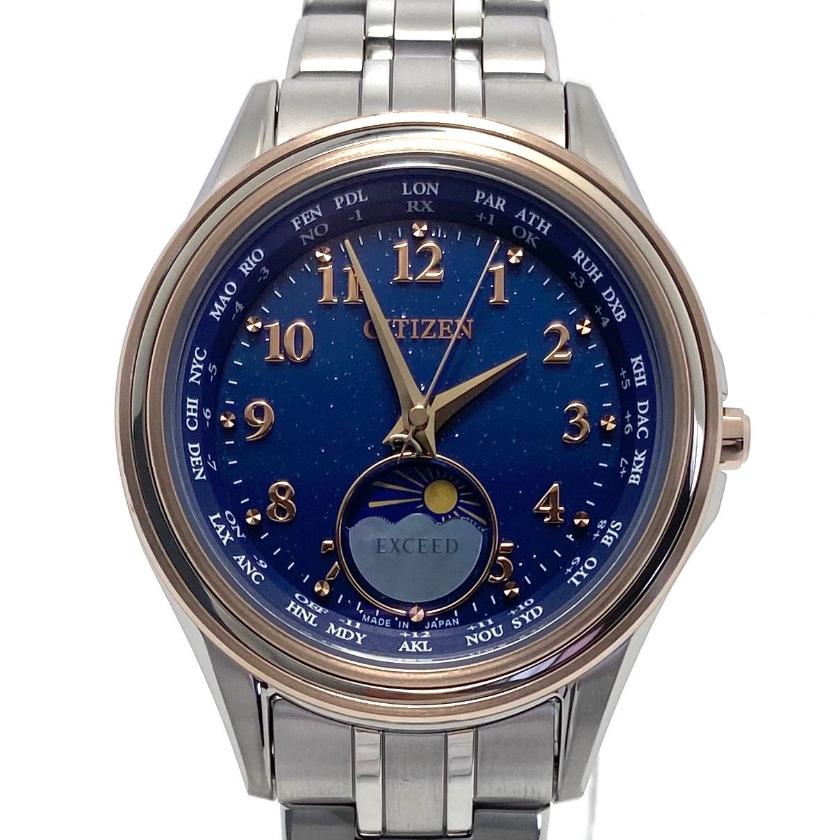 【未使用・希少】腕時計 レディース シチズン CITIZEN エクシード YOZORA COLIFCTION EE1016-66L H296-000F503 世界限定500本 月暈（つきがさ） 電波ソーラー ネイビー サクラピンク サン&ムーン チタニウム