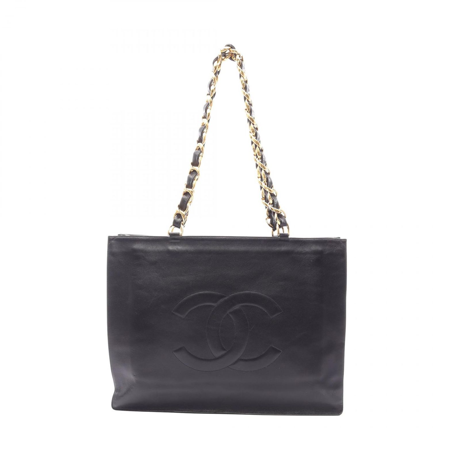 シャネル CHANEL トートバッグ デカココマーク ブラック ラムスキン（羊革） デカココ チェーントート レディース Used A