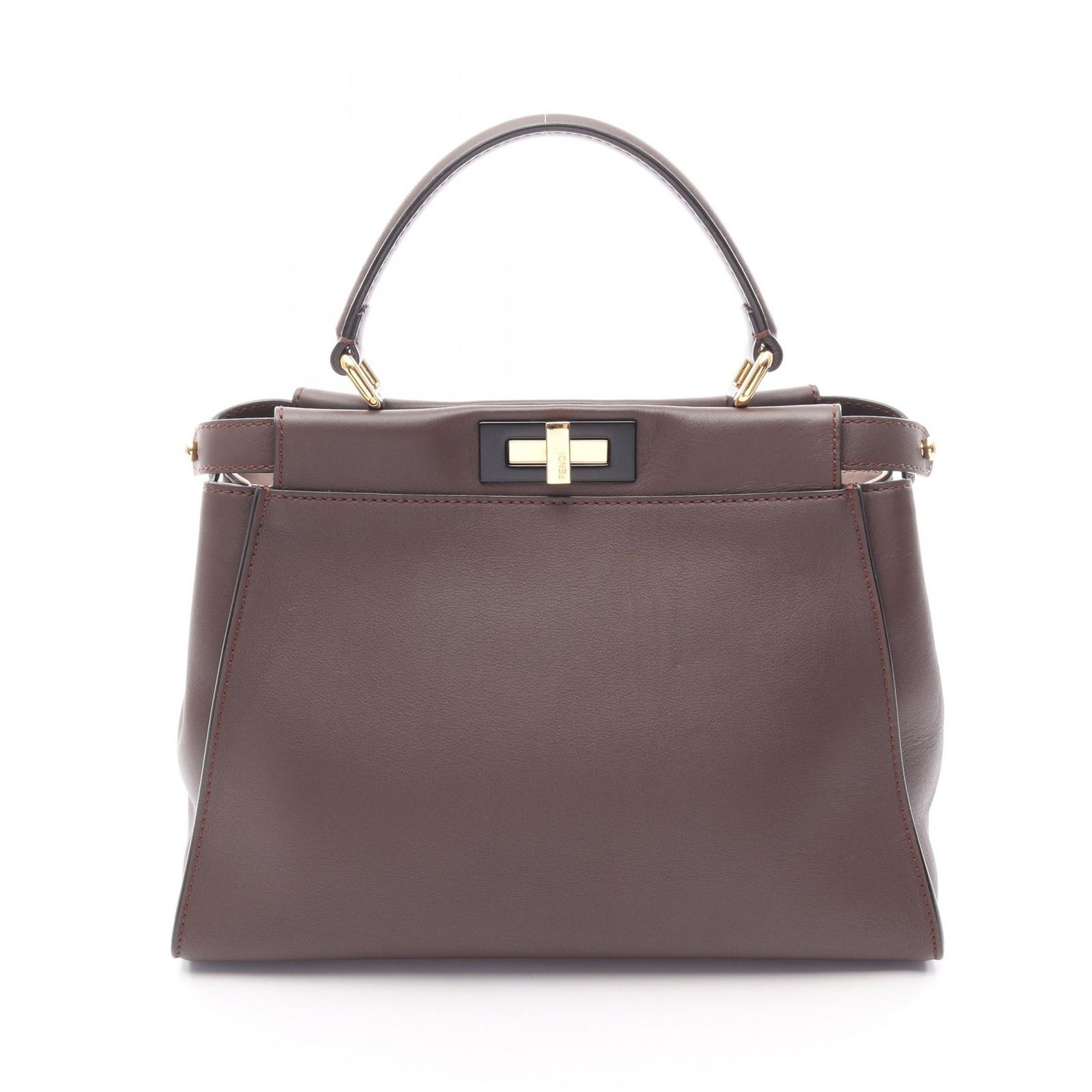 フェンディ FENDI ハンドバッグ ピーカブー レギュラー 8BN290 ダークブラウン レザー ピーカブー レギュラー レディース Used A