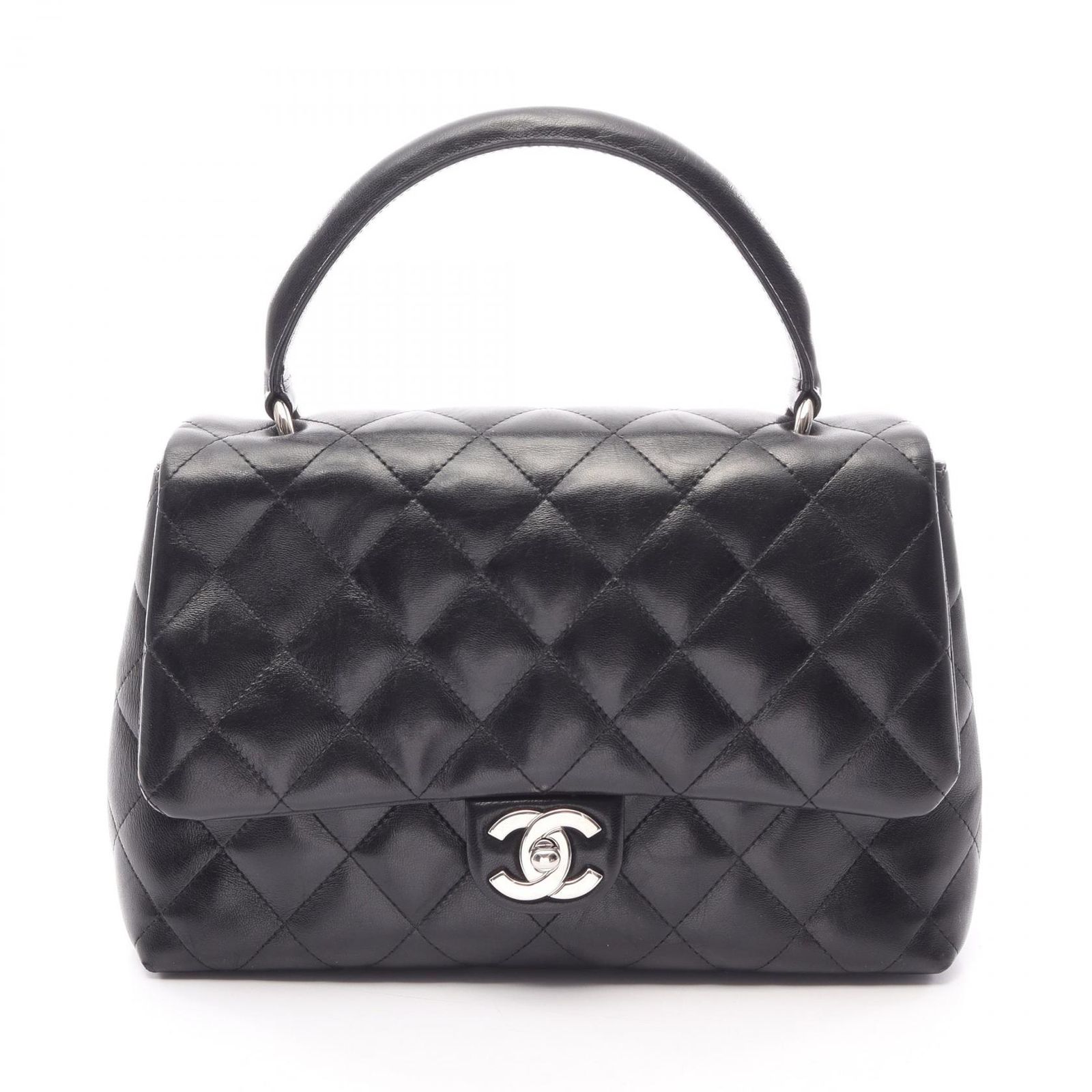 シャネル CHANEL ハンドバッグ マトラッセ トップハンドル ブラック ラムスキン（羊革） マトラッセ トップハンドル バッグ レディース Used A