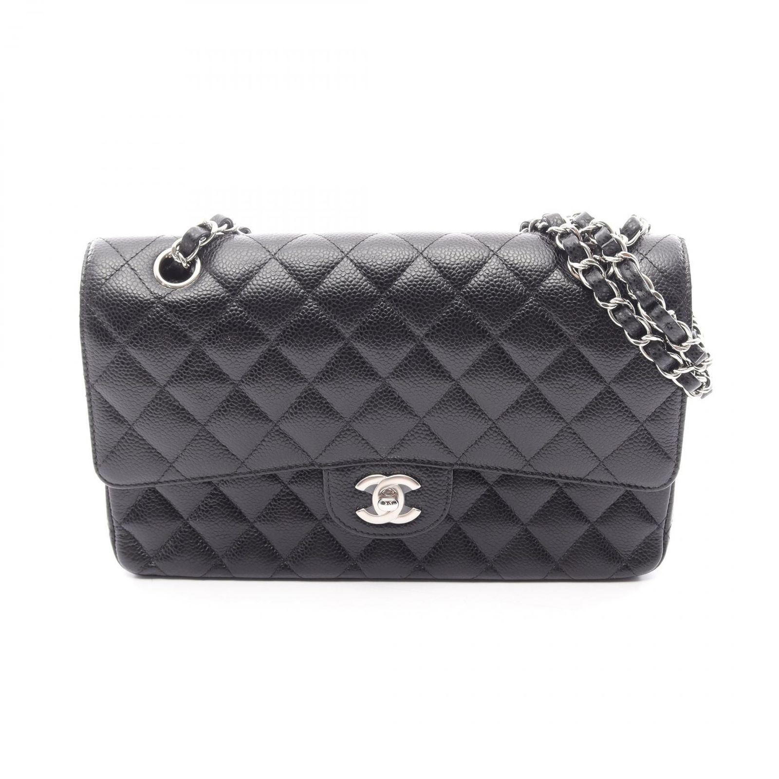 シャネル CHANEL ショルダーバッグ マトラッセ Wフラップ A01112 ブラック カーフ（牛革） マトラッセ ダブルフラップ チェーンショルダー レディース Used A