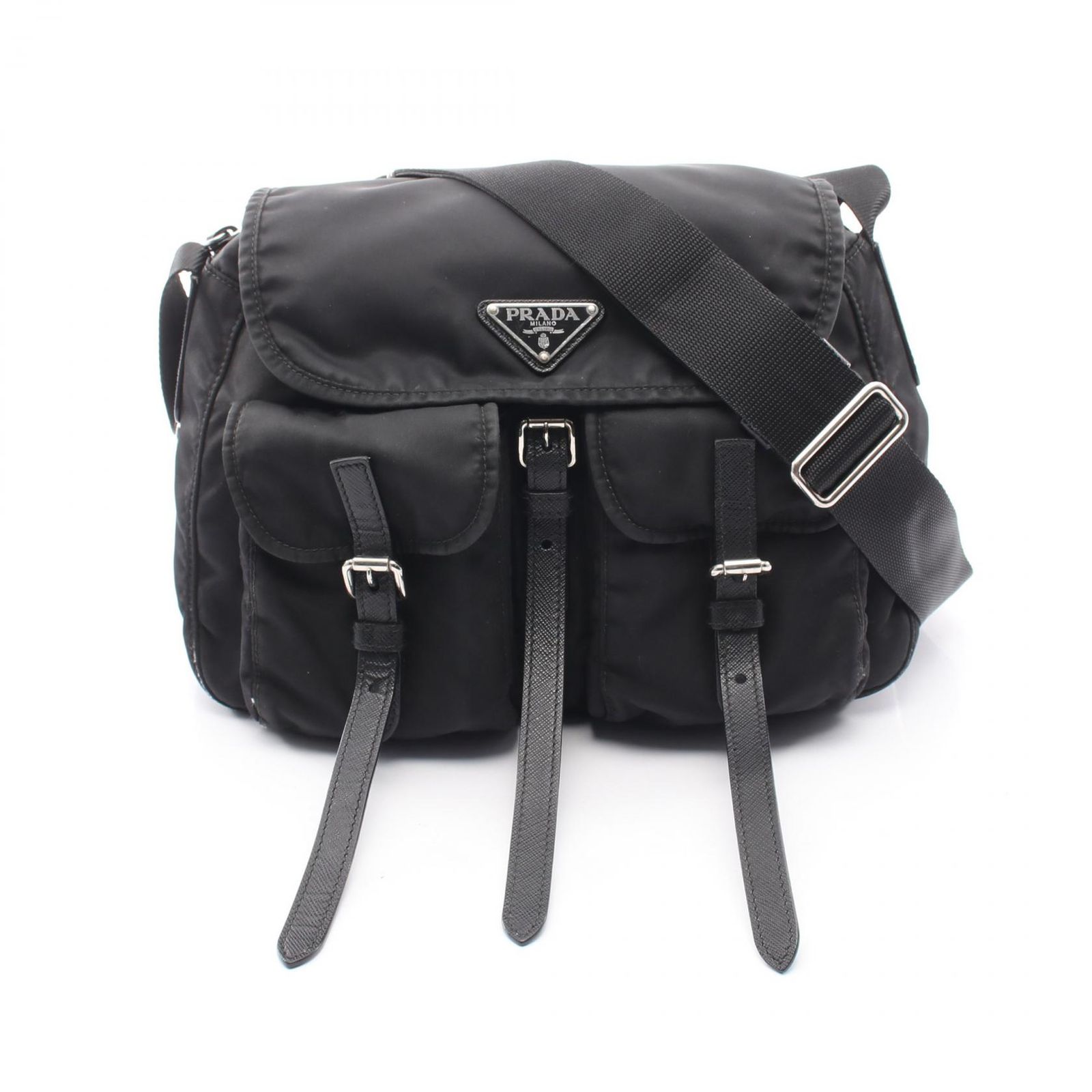 プラダ PRADA ショルダーバッグ トライアングルロゴ ブラック ナイロン 