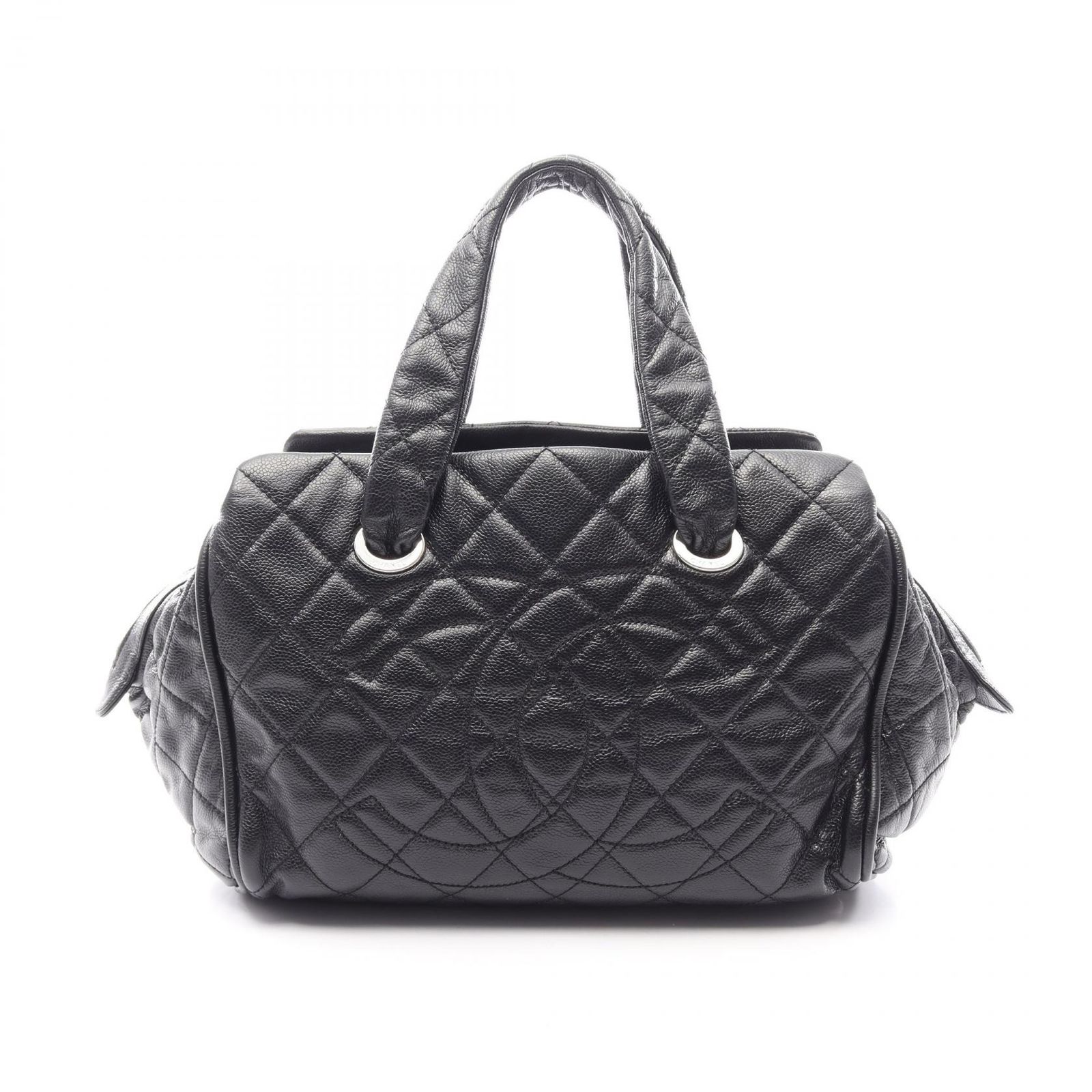 シャネル CHANEL ハンドバッグ マトラッセ ブラック カーフ（牛革） マトラッセ ココマーク ボストンバッグ レディース Used A