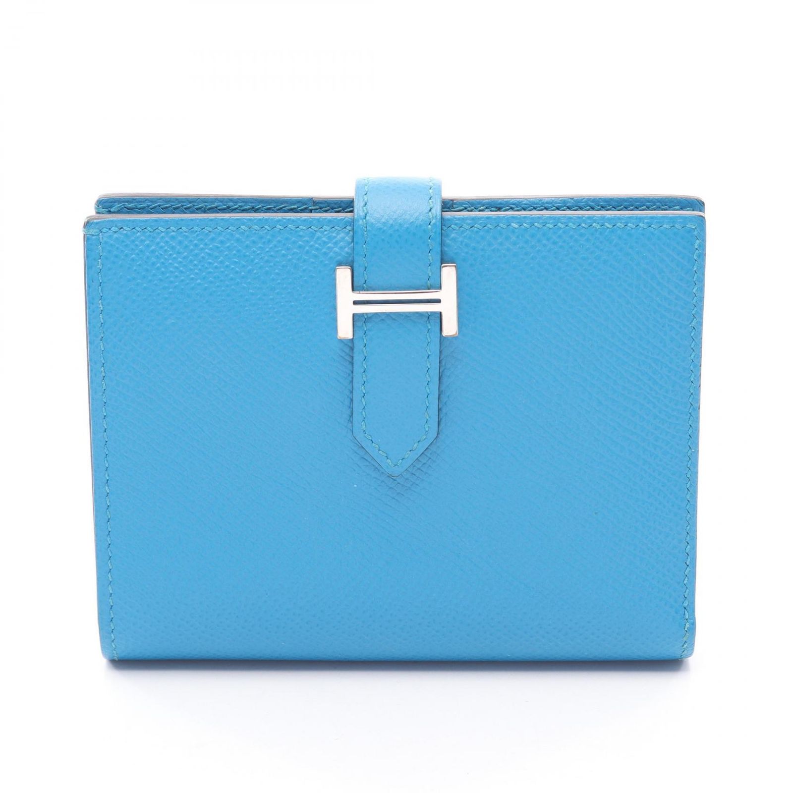 エルメス HERMES 二つ折り財布 ベアンコンパクト ブルーザンジバル H039790CK ブルーザンジバル レザー ベアン コンパクト ブルーザンジバル レディース Used A