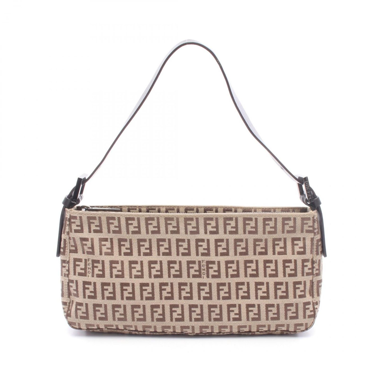フェンディ FENDI ハンドバッグ ズッキーノ アクセサリーポーチ ベージュ/ダークブラウン キャンバス レザー ズッキーノ アクセサリーポーチ レディース Used A