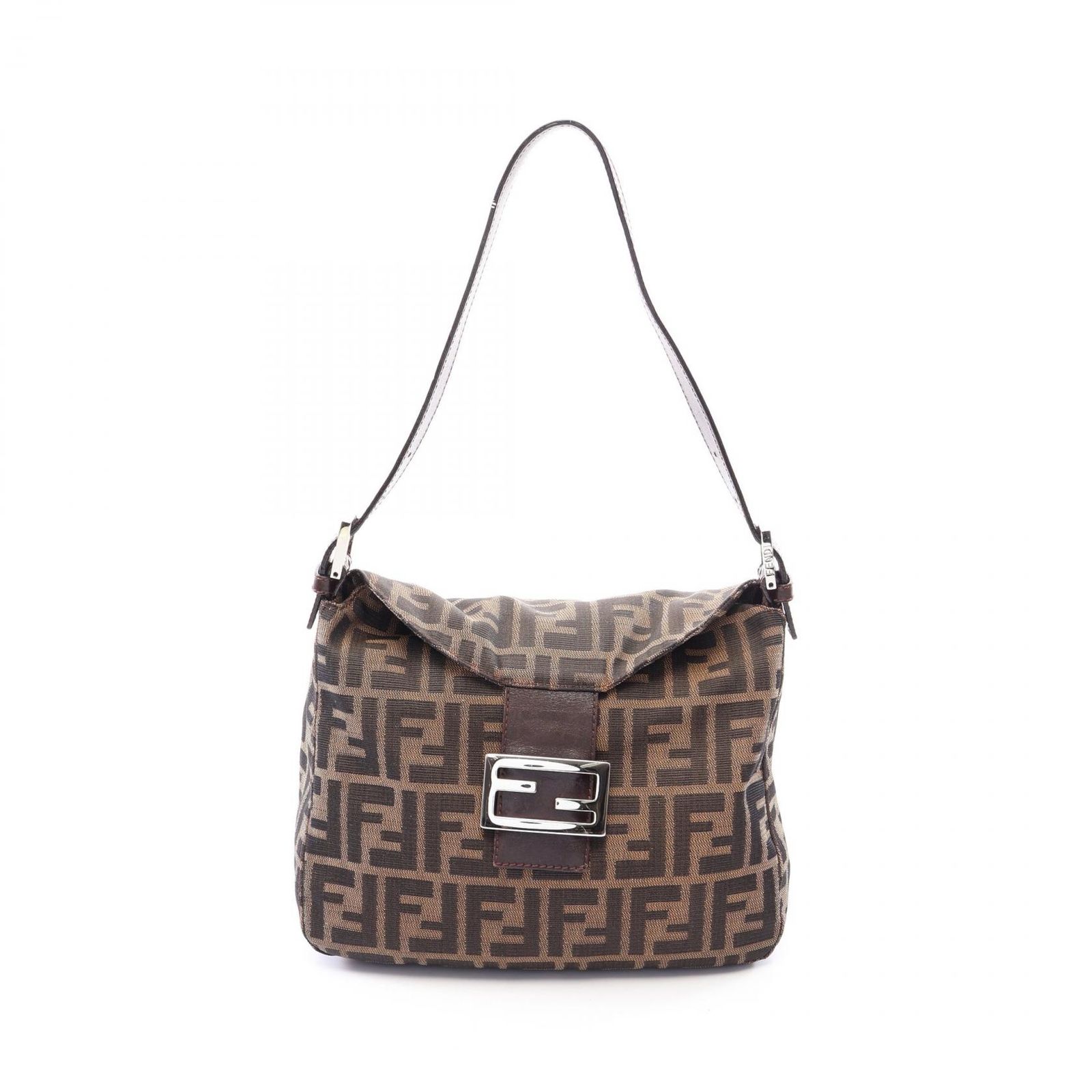 フェンディ FENDI ショルダーバッグ ズッカ ブラック/ブラウン キャンバス レザー ズッカ ショルダーバッグ レディース Used A