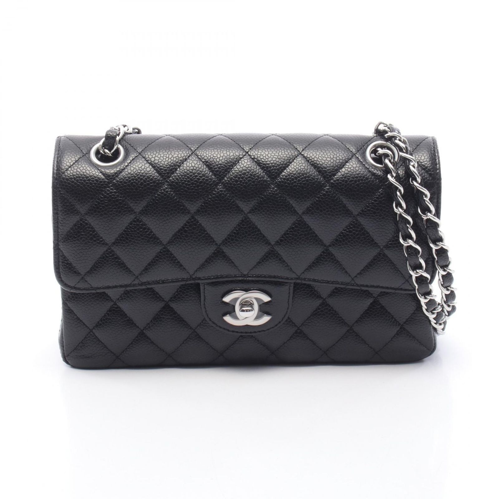 シャネル CHANEL ショルダーバッグ マトラッセ Wフラップ A01113 ブラック キャビアスキン(グレインドカーフ) マトラッセ ダブルフラップ チェーンショルダー