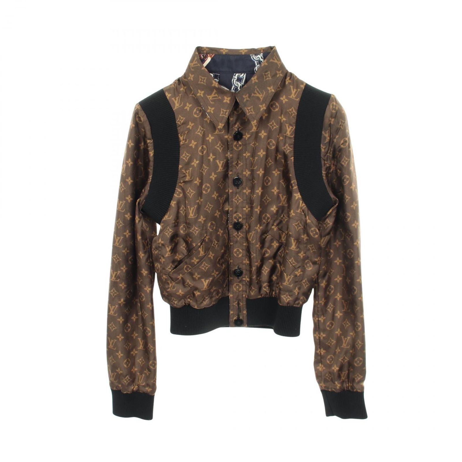 ルイ・ヴィトン LOUIS VUITTON モノグラム リバーシブル RW212W FO5 FLJA34 ブラック シルク ウール リバーシブル ジャケット レディース Used B