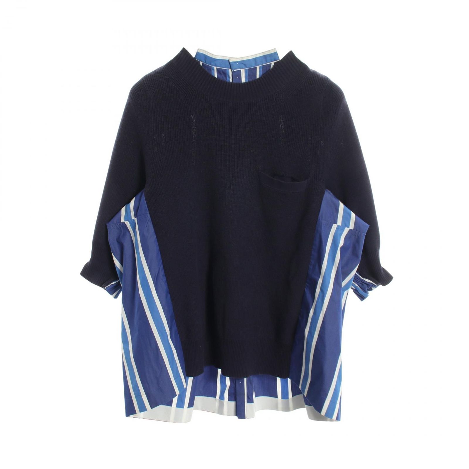 サカイ Sacai ストライプ ドッキング ブラウス コットン トップス レディース Used B