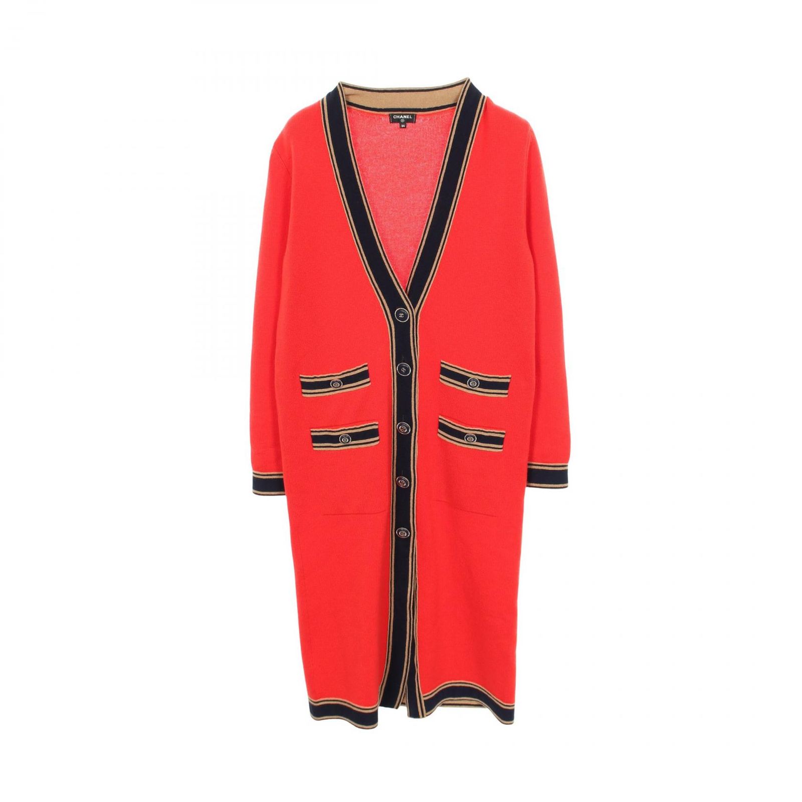 シャネル CHANEL カーディガン ココマークボタン ロング カシミヤ カーディガン レディース Used A