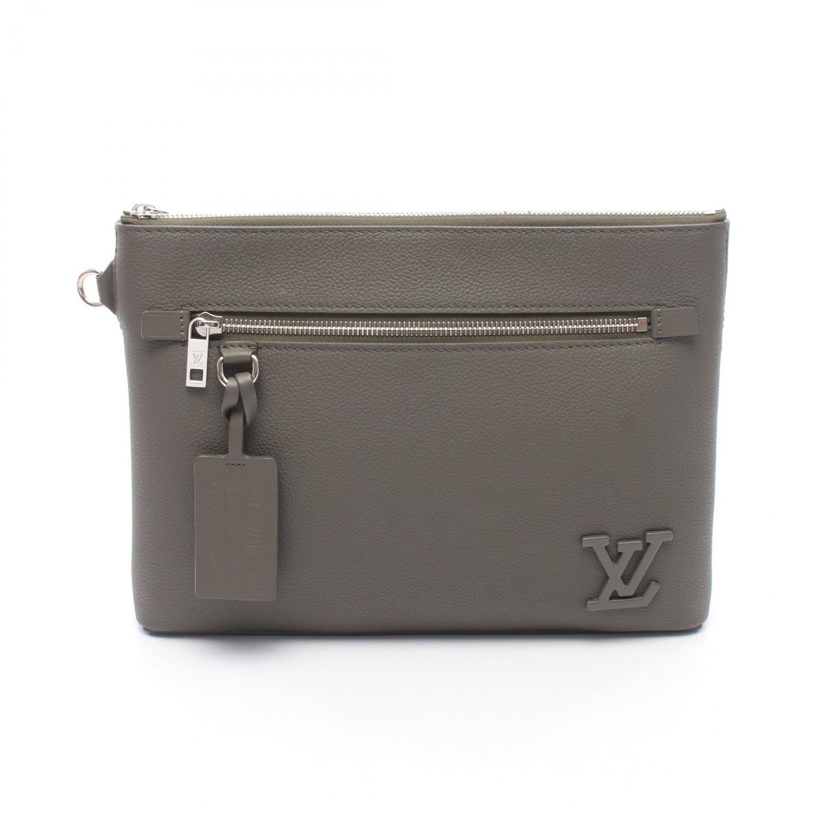 ルイ・ヴィトン LOUIS VUITTON セカンドバッグ クラッチバッグ テイクオフ ポーチ LVエアログラム M81735 カーキ レザー テイクオフ・ポーチ メンズ Used A