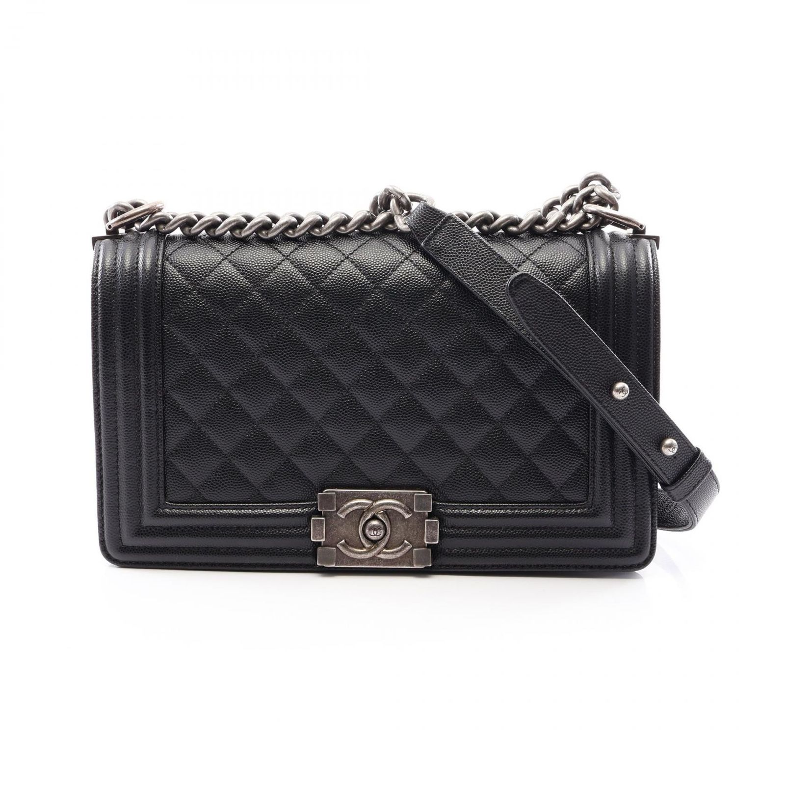 シャネル CHANEL ショルダーバッグ ボーイシャネル A67086 ブラック キャビアスキン(グレインドカーフ) ボーイシャネル チェーンショルダー レディース Used A