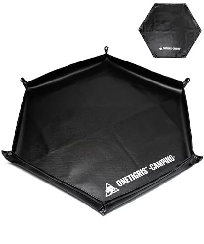 OneTigris 焚き火シート 自立型防炎シート 六角スパッタシート 両面シリコン加工 チクチクしない 極厚 地面や芝生保護 ストーブ下敷き 収納袋付き 直径95cm アウトドア 焚き火用 キャンプ用品*vj b4b1d500
