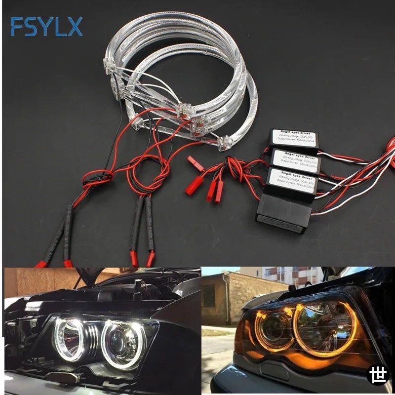 LEDエンジェルアイ BMW E46用ハローライト SMDエンジェルアイ E36 E38 E39 E46プロジェクター ホワイト イエロー レッド ブルー エンジェル