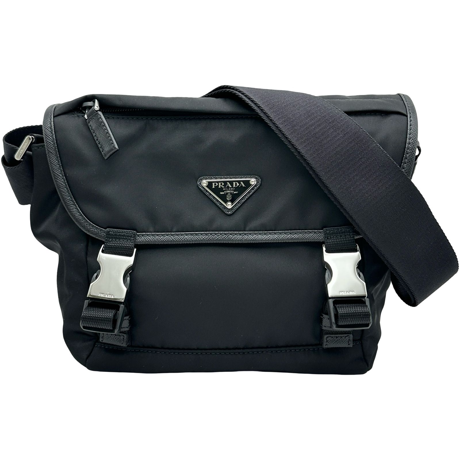 プラダ PRADA トライアングルロゴショルダーバッグ ブラック ナイロン レディース ショルダーバッグ
